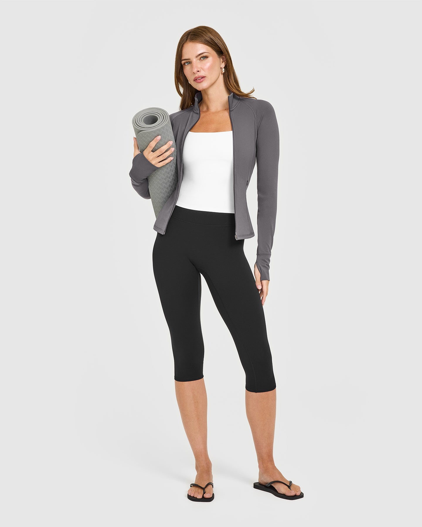 SoftMotionâ„¢ Strappy Mid Vest with Built in Bra Shelf | White