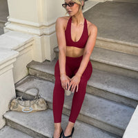 SoftMotion™ Minimal Halter Neck Bralette | Ruby Red