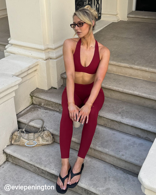 SoftMotion™ Minimal Halter Neck Bralette | Ruby Red