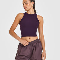 Mellow™ Rib High Neck Mid Tank Top | Blackberry Purple