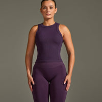 Mellow™ Rib High Neck Mid Tank Top | Blackberry Purple