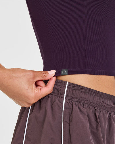 Mellow™ Rib High Neck Mid Tank Top | Blackberry Purple