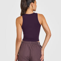 Mellow™ Rib High Neck Mid Tank Top | Blackberry Purple