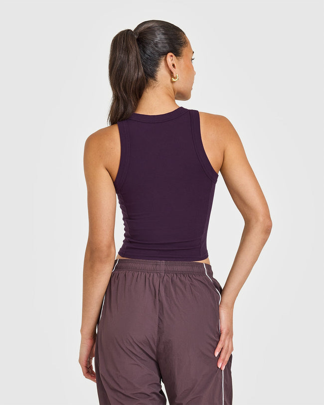 Mellow™ Rib High Neck Mid Tank Top | Blackberry Purple