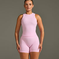 Mellow™ Rib High Neck Mid Tank Top | Chalk Pink