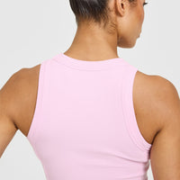 Mellow™ Rib High Neck Mid Tank Top | Chalk Pink
