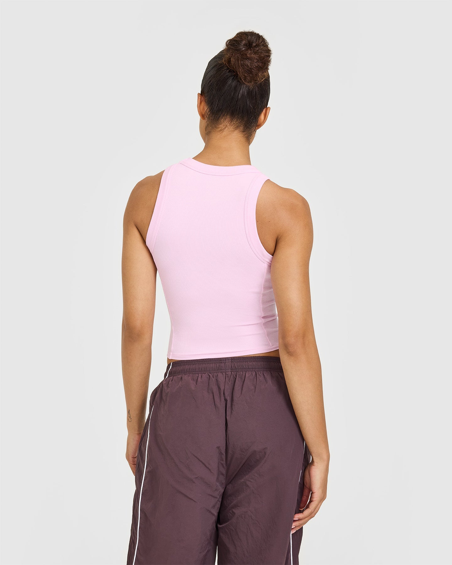 Mellow™ Rib High Neck Mid Tank Top | Chalk Pink