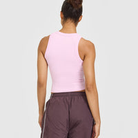 Mellow™ Rib High Neck Mid Tank Top | Chalk Pink