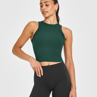 Mellow™ Rib High Neck Mid Tank Top | Racing Green