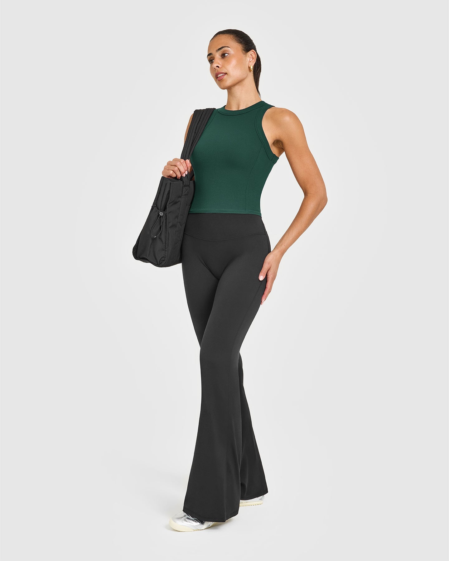 Mellow™ Rib High Neck Mid Tank Top | Racing Green