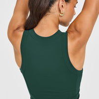 Mellow™ Rib High Neck Mid Tank Top | Racing Green