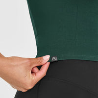 Mellow™ Rib High Neck Mid Tank Top | Racing Green