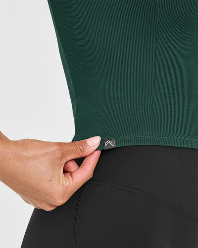 Mellow™ Rib High Neck Mid Tank Top | Racing Green