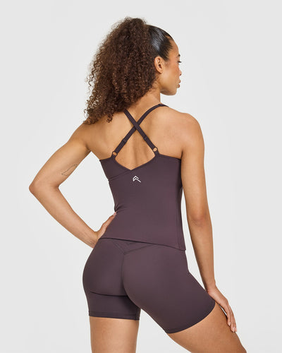 Unified V Neck Cross Back Vest | Dark Umber Brown