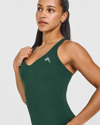 Unified V Neck Cross Back Vest | Racing Green