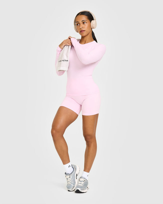 Go To Seamless Fitted Long Sleeve Top | Chalk Pink