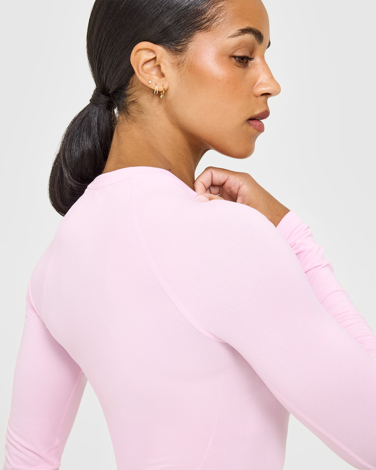 Go To Seamless Fitted Long Sleeve Top | Chalk Pink