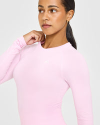 Go To Seamless Fitted Long Sleeve Top | Chalk Pink