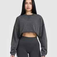 Raw Lounge Crop Sweatshirt | Coal