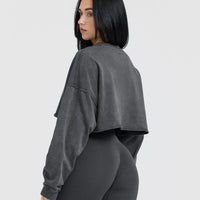 Raw Lounge Crop Sweatshirt | Coal