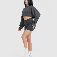 Raw Lounge Crop Sweatshirt | Coal