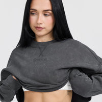 Raw Lounge Crop Sweatshirt | Coal