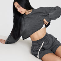 Raw Lounge Crop Sweatshirt | Coal