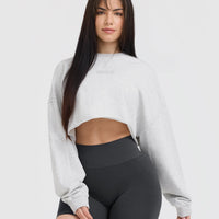 Raw Lounge Crop Sweatshirt | Light Grey Marl