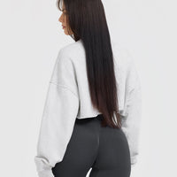 Raw Lounge Crop Sweatshirt | Light Grey Marl