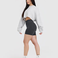 Raw Lounge Crop Sweatshirt | Light Grey Marl