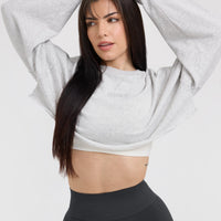 Raw Lounge Crop Sweatshirt | Light Grey Marl