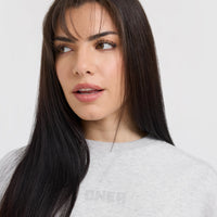 Raw Lounge Crop Sweatshirt | Light Grey Marl