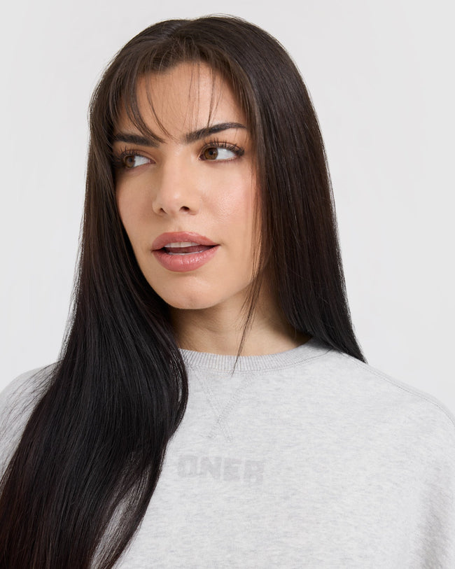 Raw Lounge Crop Sweatshirt | Light Grey Marl