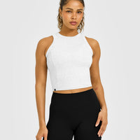 Mellow™ Rib High Neck Mid Tank Top | Light Grey Marl
