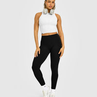 Mellow™ Rib High Neck Mid Tank Top | Light Grey Marl