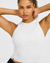 Mellow™ Rib High Neck Mid Tank Top | Light Grey Marl
