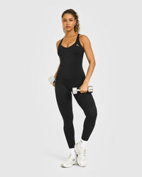Unified V Neck Cross Back Vest White Logo | Black