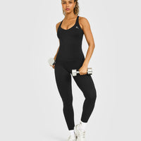 Unified V Neck Cross Back Vest White Logo | Black