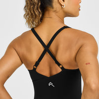 Unified V Neck Cross Back Vest White Logo | Black
