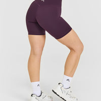 Timeless High Waisted Shorts with White Logo | Blackberry Purple