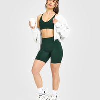 Timeless High Waisted Shorts with White Logo | Racing Green