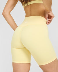 Timeless High Waisted Shorts with White Logo | Sherbert Yellow