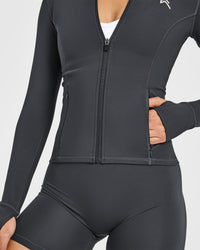 Timeless Jacket with White Logo | Coal