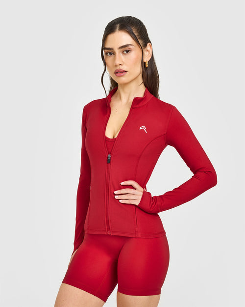 Oner Modal Timeless Jacket with White Logo | Toasted Red