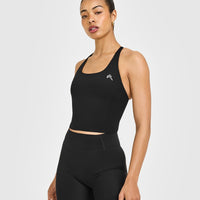 Timeless Square Neck Mid Vest with White Logo | Black
