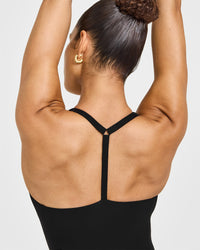 Timeless Square Neck Mid Vest with White Logo | Black