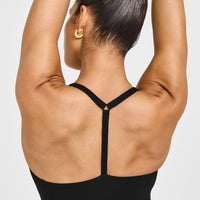 Timeless Square Neck Mid Vest with White Logo | Black