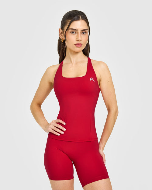 Oner Modal Timeless Square Neck Vest with White Logo | Toasted Red