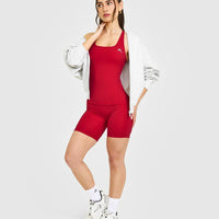 Timeless Square Neck Vest with White Logo | Toasted Red