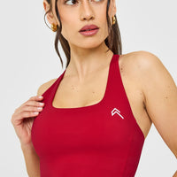 Timeless Square Neck Vest with White Logo | Toasted Red
